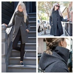 Betabrand Grey Hooded Mock Neck All Day Coat woman’s size S